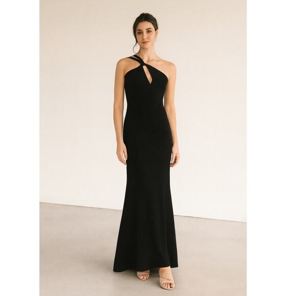 Dress the Population Ellis One Shoulder Maxi Gown XS Black NWT - Picture 1 of 6